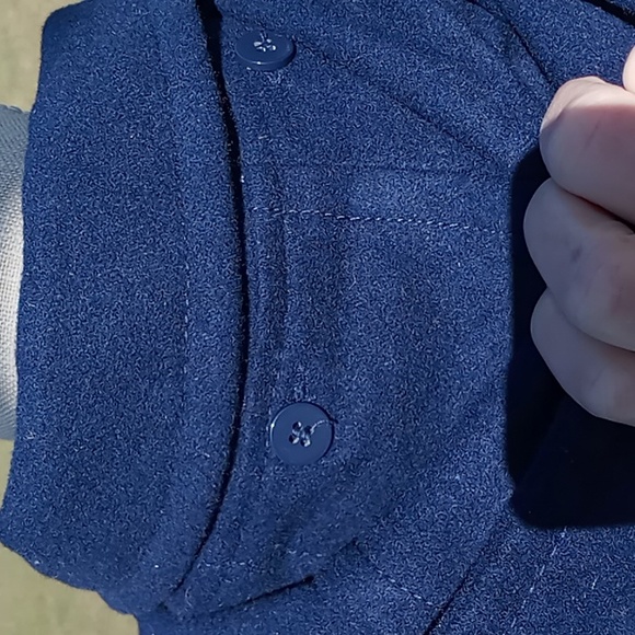 St. John's Bay Women's Navy Wool Blend Coat With Removable Hood Size Petite Med - Picture 5 of 14